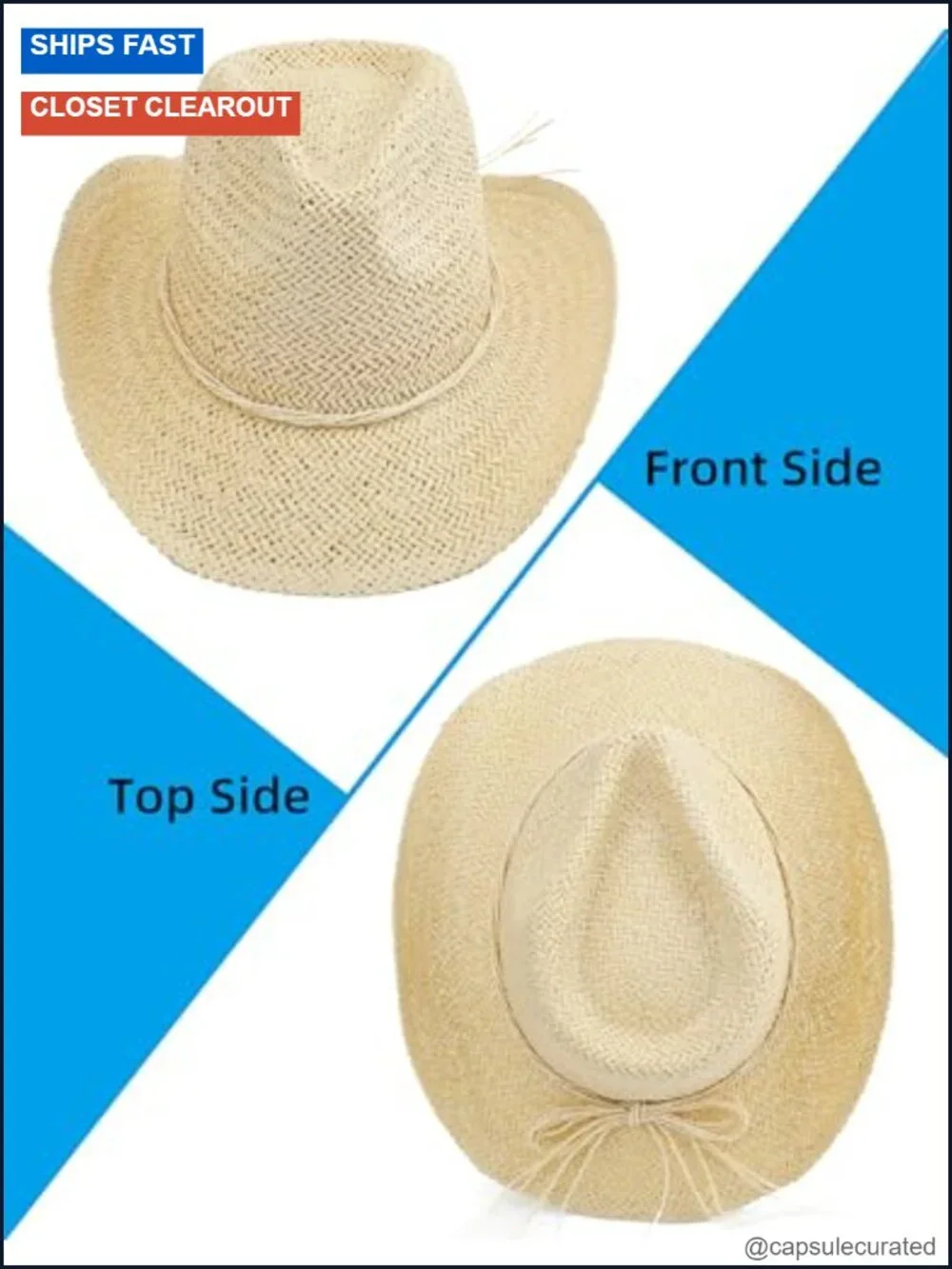 Straw Cowboy Hat for Women Short Brim Cowgirl Western Beach Sun Hat Adjustable